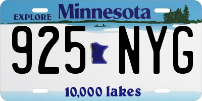 MN license plate 925NYG