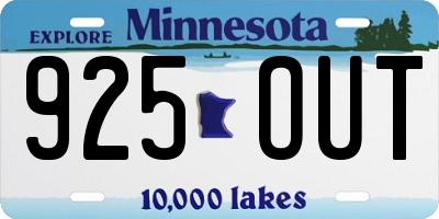 MN license plate 925OUT