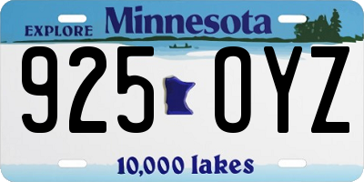 MN license plate 925OYZ