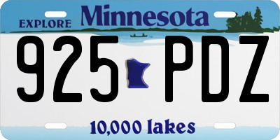 MN license plate 925PDZ