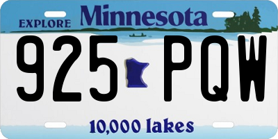 MN license plate 925PQW