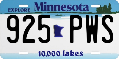 MN license plate 925PWS