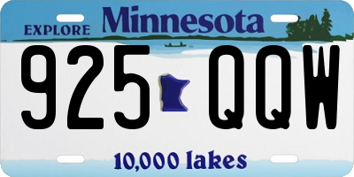MN license plate 925QQW