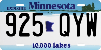 MN license plate 925QYW
