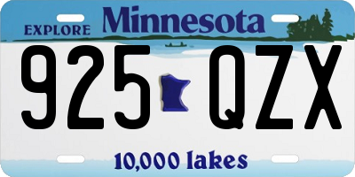 MN license plate 925QZX