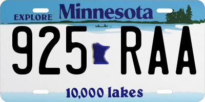 MN license plate 925RAA