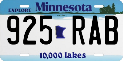 MN license plate 925RAB
