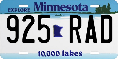 MN license plate 925RAD
