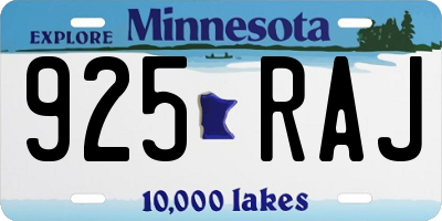 MN license plate 925RAJ