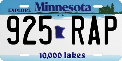 MN license plate 925RAP