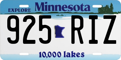 MN license plate 925RIZ