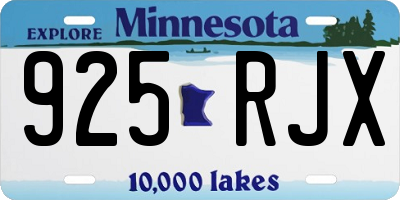 MN license plate 925RJX