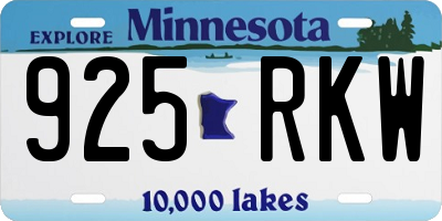 MN license plate 925RKW