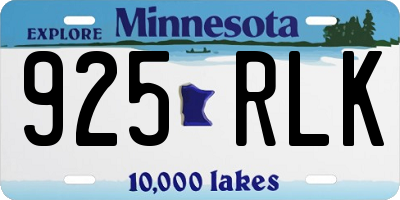 MN license plate 925RLK