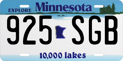 MN license plate 925SGB
