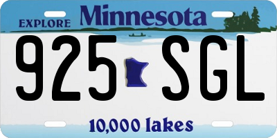 MN license plate 925SGL