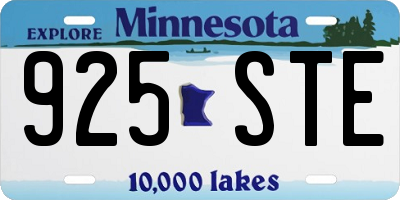 MN license plate 925STE