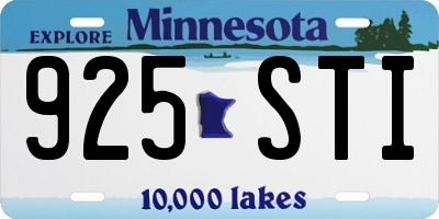 MN license plate 925STI