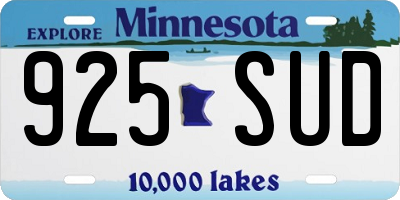 MN license plate 925SUD