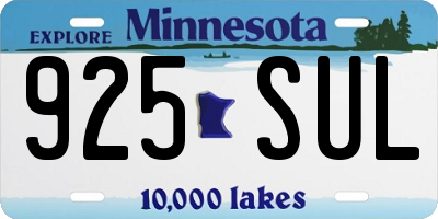 MN license plate 925SUL