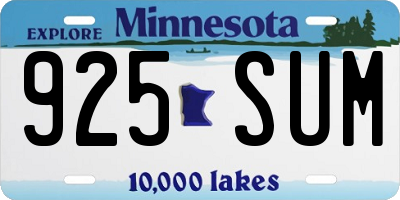 MN license plate 925SUM