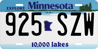 MN license plate 925SZW