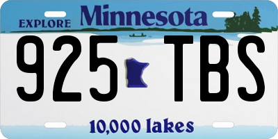 MN license plate 925TBS