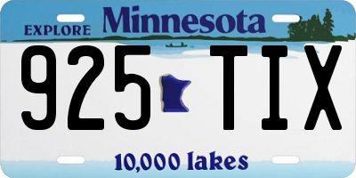 MN license plate 925TIX