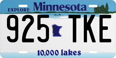 MN license plate 925TKE