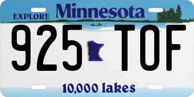 MN license plate 925TOF