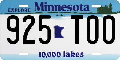 MN license plate 925TOO