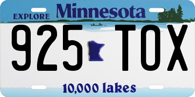 MN license plate 925TOX