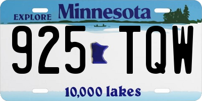 MN license plate 925TQW