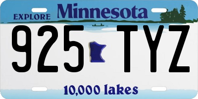 MN license plate 925TYZ