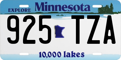 MN license plate 925TZA