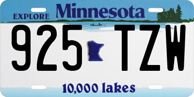 MN license plate 925TZW