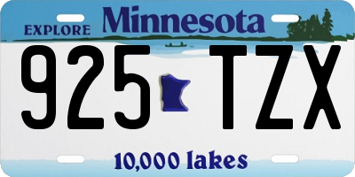 MN license plate 925TZX