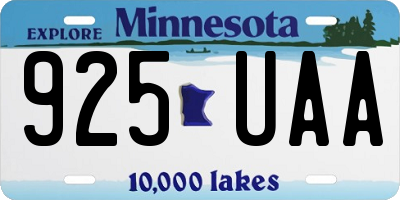MN license plate 925UAA
