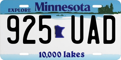 MN license plate 925UAD