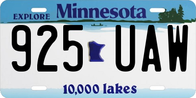 MN license plate 925UAW