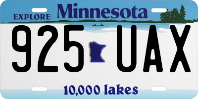 MN license plate 925UAX