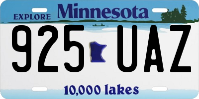 MN license plate 925UAZ
