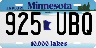 MN license plate 925UBQ