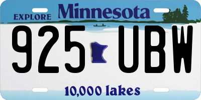 MN license plate 925UBW