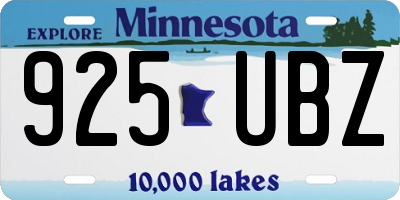MN license plate 925UBZ