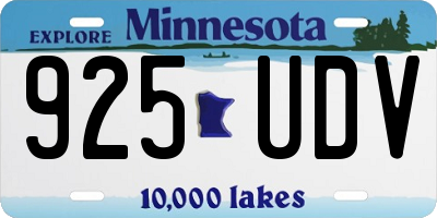 MN license plate 925UDV