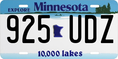 MN license plate 925UDZ