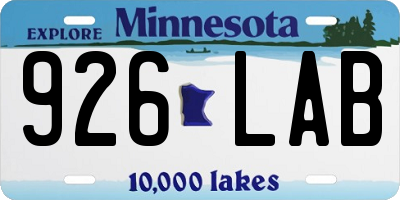 MN license plate 926LAB