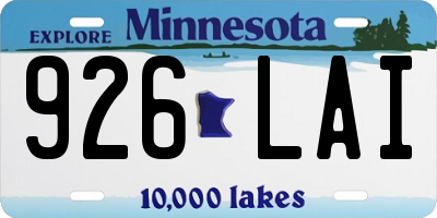 MN license plate 926LAI