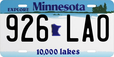 MN license plate 926LAO